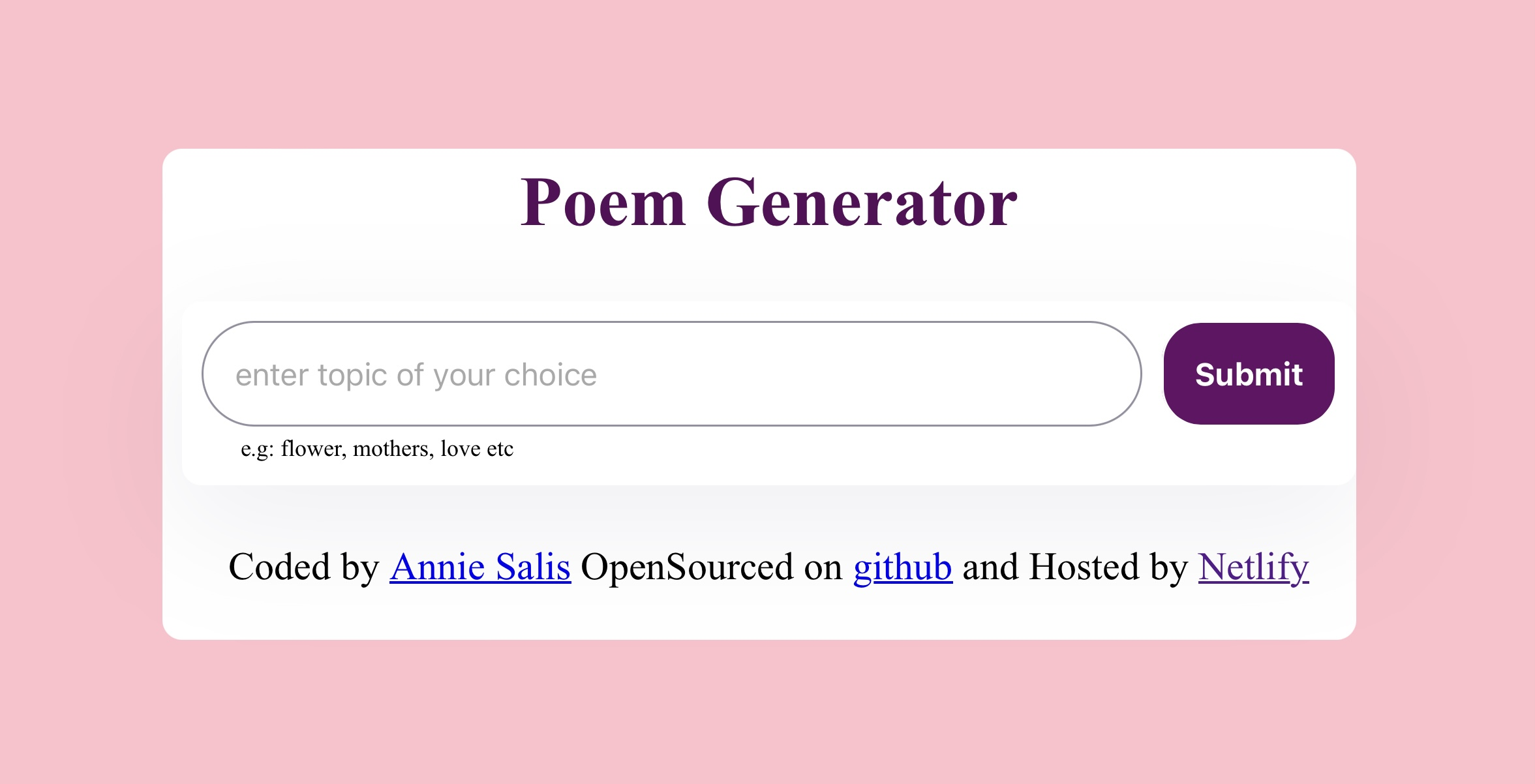 AI poem-generator by annie salis